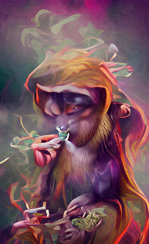 Purple Monkey Smoking Weed Digital Art by Michelle Hoffmann - Pixels