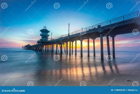 Huntington Beach Pier at a Beautiful Sunset Stock Photo - Image of travel, dusk: 118843222