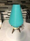 Vintage ATOMIC Ribbed Plastic Turquoise LAMP Beehive WOOD TRIPOD LEGS 1960s | Turquoise lamp ...