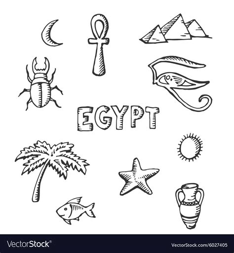 Sketch collection of egyptian symbols Royalty Free Vector