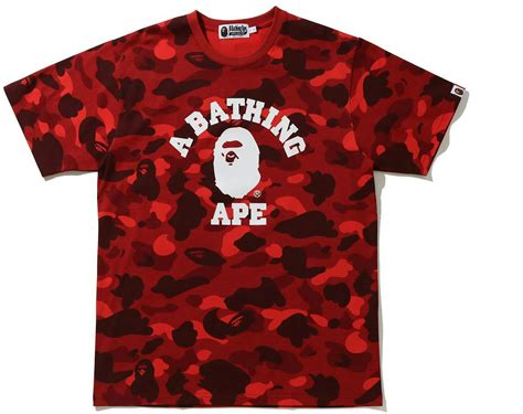 BAPE Color Camo College Tee Red (SS21) - SS21