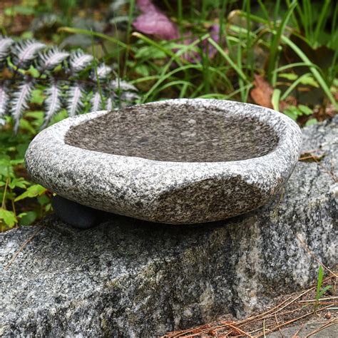 Handmade River Stone Bird Bath for Balcony, Patio, Garden or Yard ...