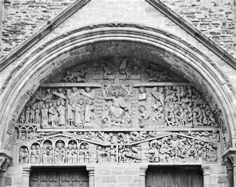 Abbey church of St Foy, Conques: detail of the tympanum over the west ...