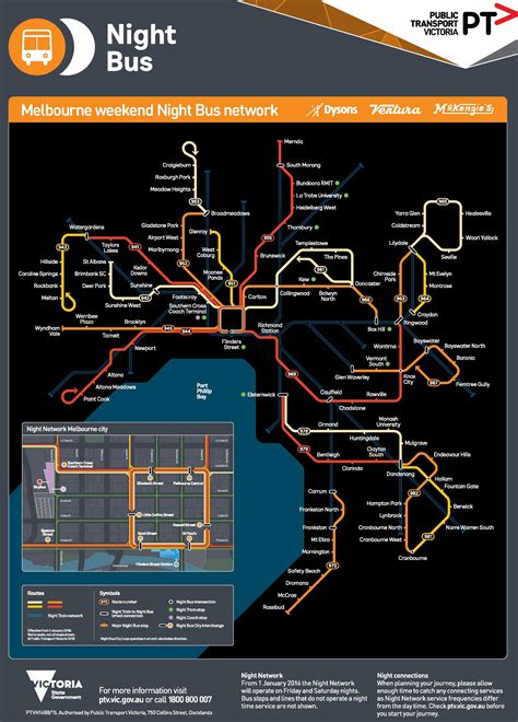 Melbourne night bus map - Ontheworldmap.com