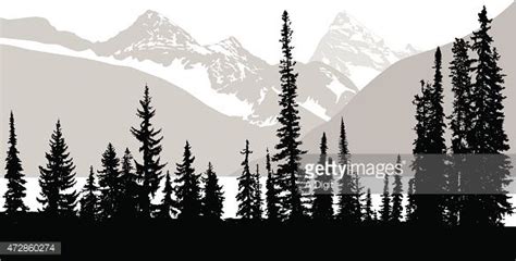 Treeline in silhouette with the front row being all black and snow... | Landscape tattoo, Forest ...