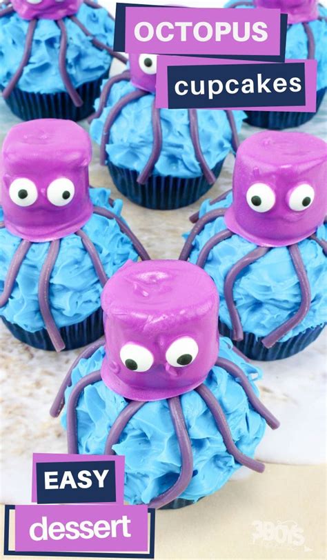 This Octopus Cupcakes Recipe is perfect for Octopus fans! Perfect for a sea-themed or ocean ...