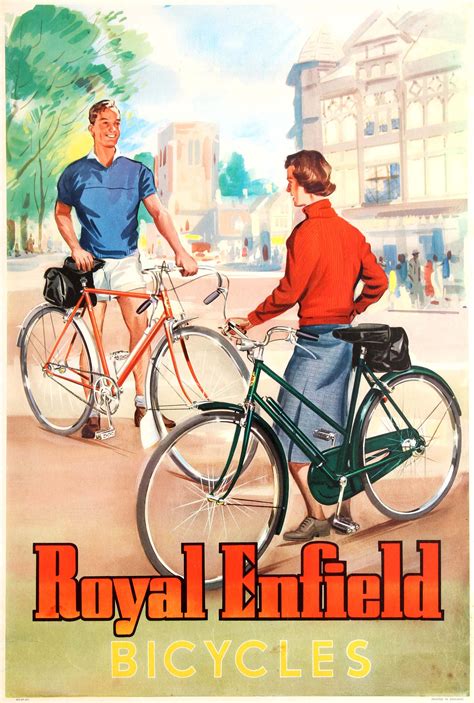 Royal Enfield Bicycles 1950s - original vintage bike advertising poster listed on AntikBar.co.uk ...