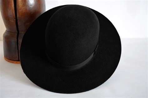 Levine Hats Undertaker Wide Flat Brim Amish Hat Wool Felt Open Crown ...