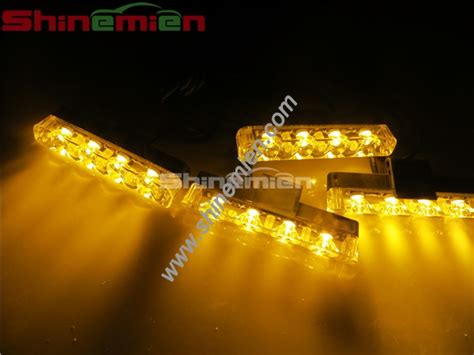 New Arrival 4x4LED Car Flashing Grill Strobe Light Lamp Amber color|LED Grille & Surface Mount ...