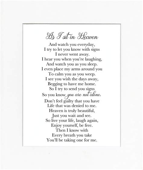 Buy 8x10 UNFRAMED PRINT As I Sit in Heaven Poem/Print Sign/Memorial Remembrance In Loving Memory ...