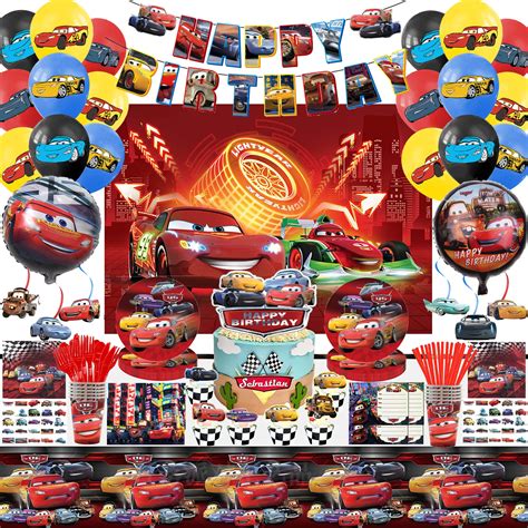 Buy 209Pcs Lightning Mcqueen Birthday Party Supplies, Mcqueen birthday Party Decorations ...