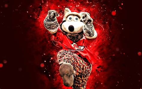 Download wallpapers KC Wolf, 4k, mascot, Kansas City Chiefs, red neon lights, NFL, creative, USA ...