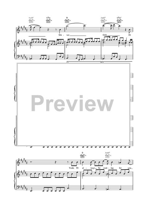 Shiver" Sheet Music by Coldplay for Piano/Vocal/Chords - Sheet Music Now