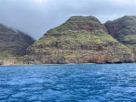 Green Coastal Cliffs, Beaches, and Ocean of Kauai Hawaii Stock Image - Image of summer, cloud ...