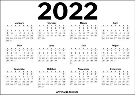 2022 Calendar Black and White HD – Printable Calendars Free