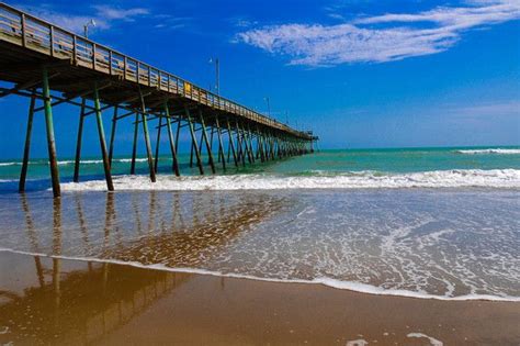 Bogue Inlet Pier, Emerald Isle, NC. Imagining I'm walking on the beach to the pier. Shells ...