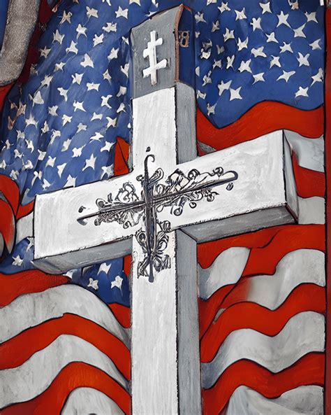 Christian Cross in American Flag · Creative Fabrica