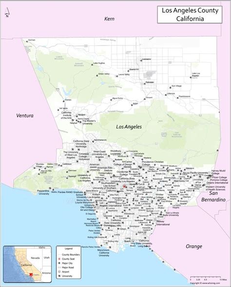 Map of Los Angeles County, California - Where is Located, Cities ...