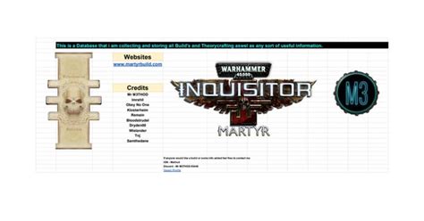 Database for Inquisitor Martyr - Builds and Info : r/40kinquisitor