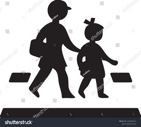 Illustration Silhouettes Children Walking Stock Vector (Royalty Free ...