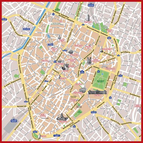 Detailed tourist map of central part of Brussels city. Brussels city ...