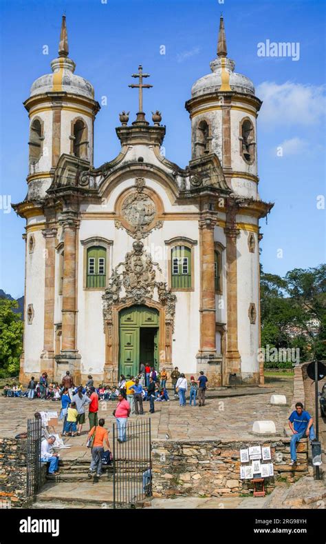 Brazil, Ouro Preto , the Igreja de Sao Francisco de Assis church iis a major tourist attraction ...