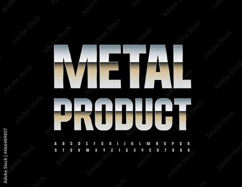 Vector business Sign Metal Product. Elegant Metallic Font. Steel ...