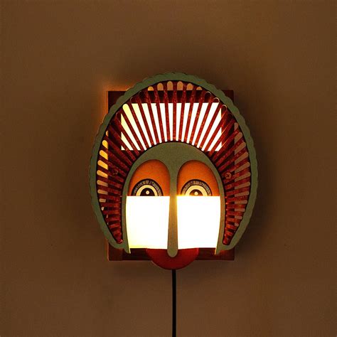 ‘Gleeful Smile’ Wall Lamp In Sheesham & Pine Wood (9 Inch, Multi-Colored, Hand-Painted ...