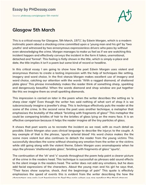 Glasgow 5Th March Essay Example - PHDessay.com