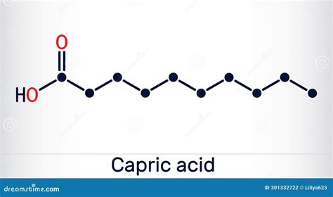 Capric Acid, Decanoic Acid Or Decylic Acid Molecule. It Is Saturated ...