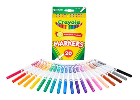 Crayola 20 Count Fine Line Classic Markers, Child Ages 3+ - Walmart.com
