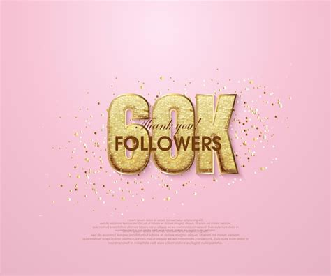 Premium Vector | Pink 60k thank you followers thank you banner for ...