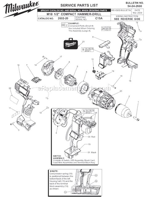 Milwaukee 2602-20 Parts List and Diagram - (SER C15A ...