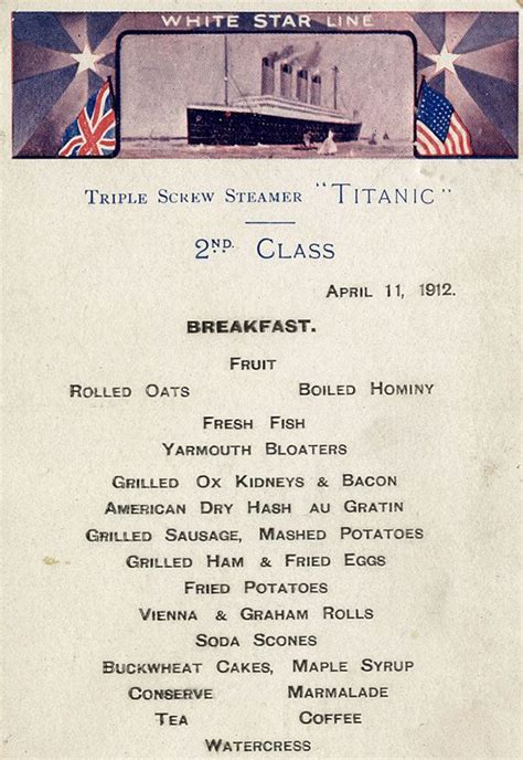 These Are Actual Menus for the Titanic's First, Second, and Third Class ...