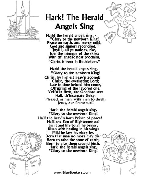 Hark The Herald Angels Sing Lyrics Printable - Printable Word Searches