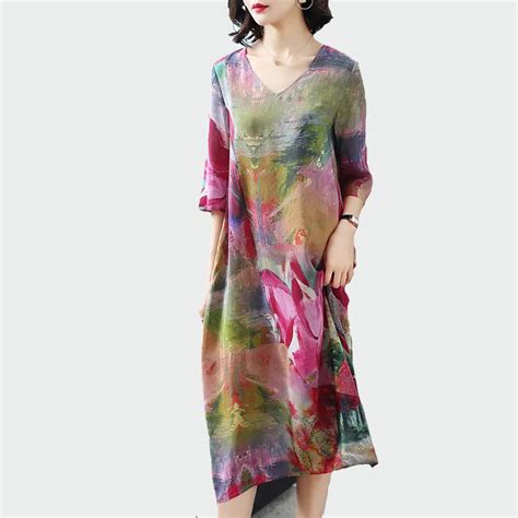 Imitate Real Silk Dress 2019 New Summer Autumn Sweet Women Dress Lady's ...