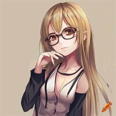 Anime girl with blonde hair and glasses