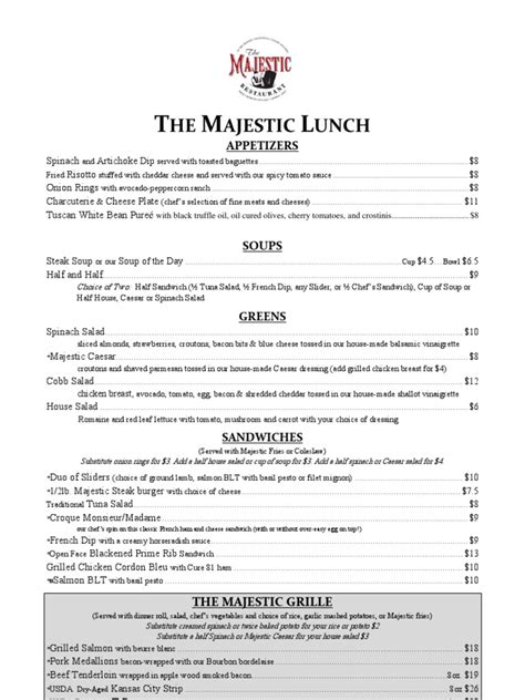 Majestic Lunch Menu | PDF | Salad | Eating Behaviors Of Humans