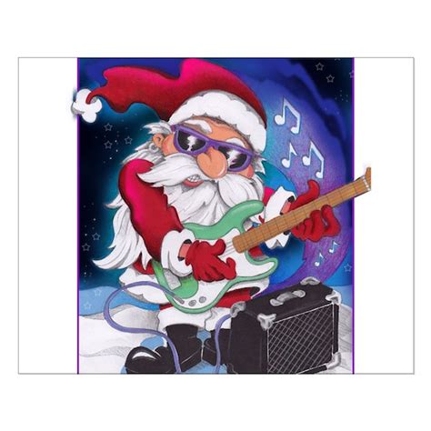 Rockin' Santa Christmas Small Poster by Tracy's Sister - CafePress