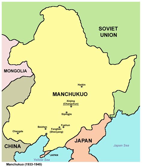 Map of Manchukuo (大滿洲帝國 1933-1945). | Map, Changchun, Fushun