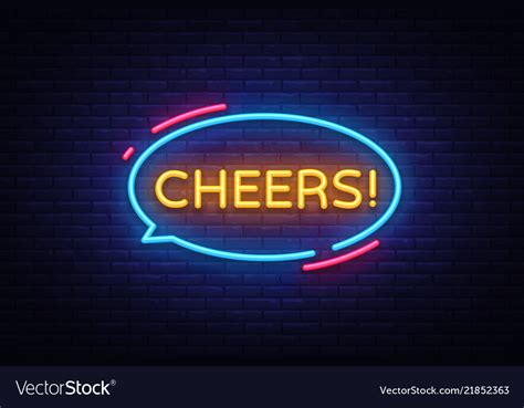 Cheers neon text cheers neon sign design Vector Image