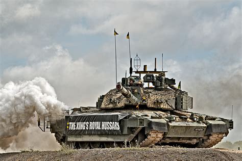 Up-armoured Challenger 2 'Megatron' again, advertising for the King's Royal Hussars at a show ...