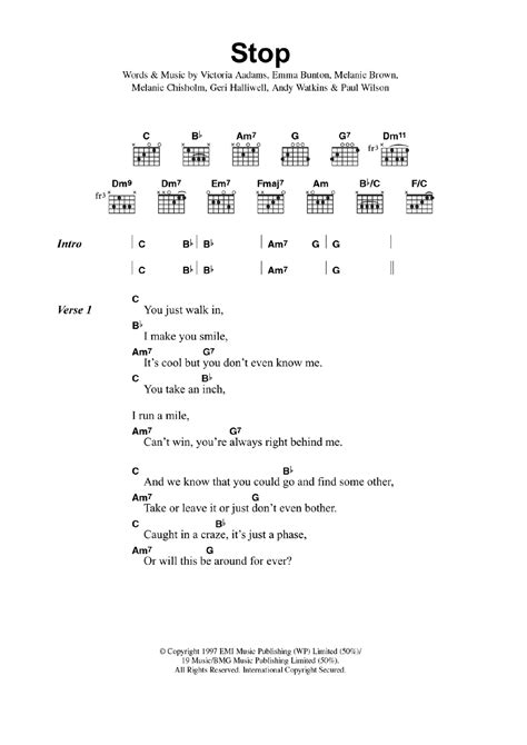 Spice Girls "Stop" Sheet Music Notes | Download Printable PDF Score 358196