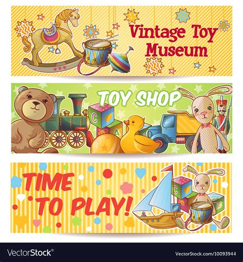 Kids toys banner set Royalty Free Vector Image