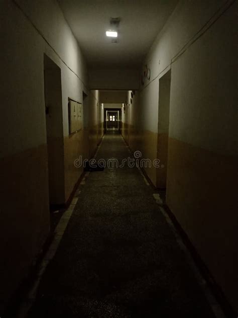 Dark School corridor stock photo. Image of dark, doors - 277791278