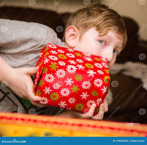 Kid with Christmas Present, Excited Child, Excited Kid Stock Photo ...