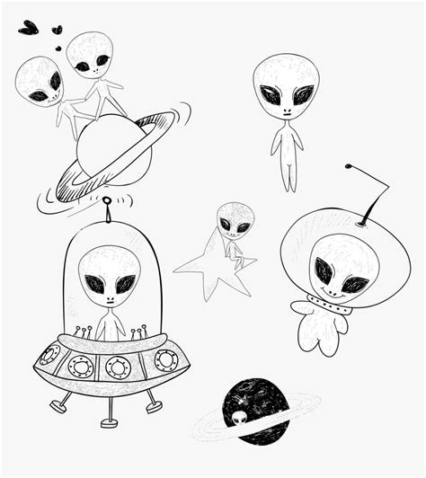 Aliens Space Galaxy Tumblr Cute Alien Universe Freetoed - Drawing Of Aliens In Space, HD Png ...