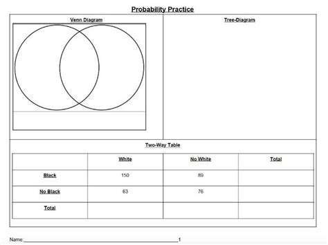 Venn Diagram, Two Way Table and Tree Diagram Data Practice | Teaching Resources