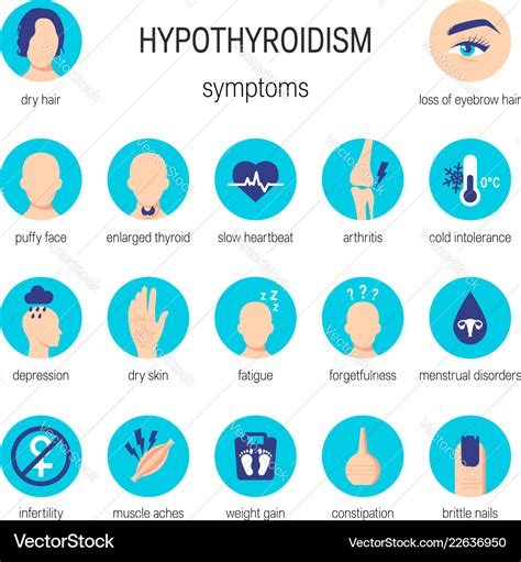 Hypothyroidism symptoms Royalty Free Vector Image