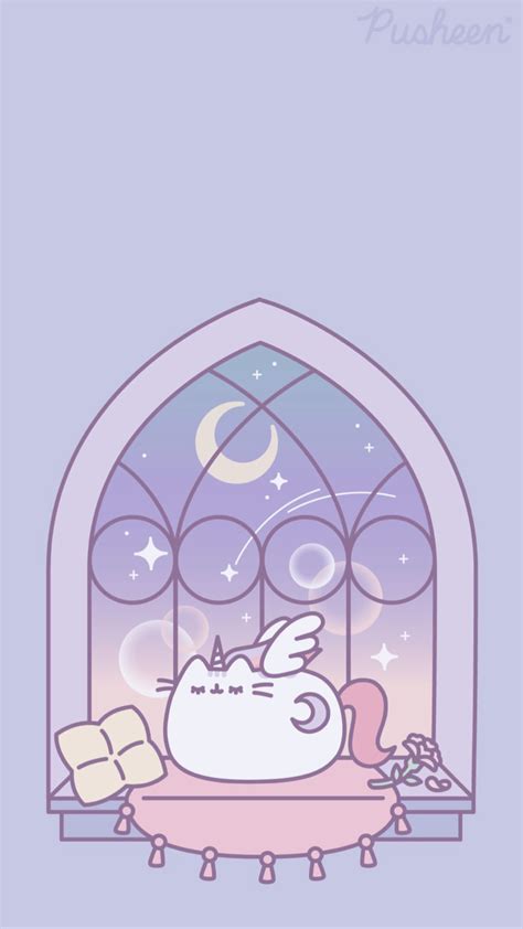 Pusheen the cat iphone wallpaper unicorn magical fairy pusheenicorn moon magic Iphone Wallpaper ...